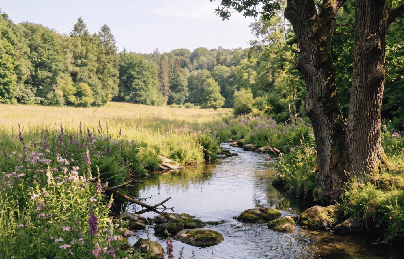 Bach in einem Wald.
