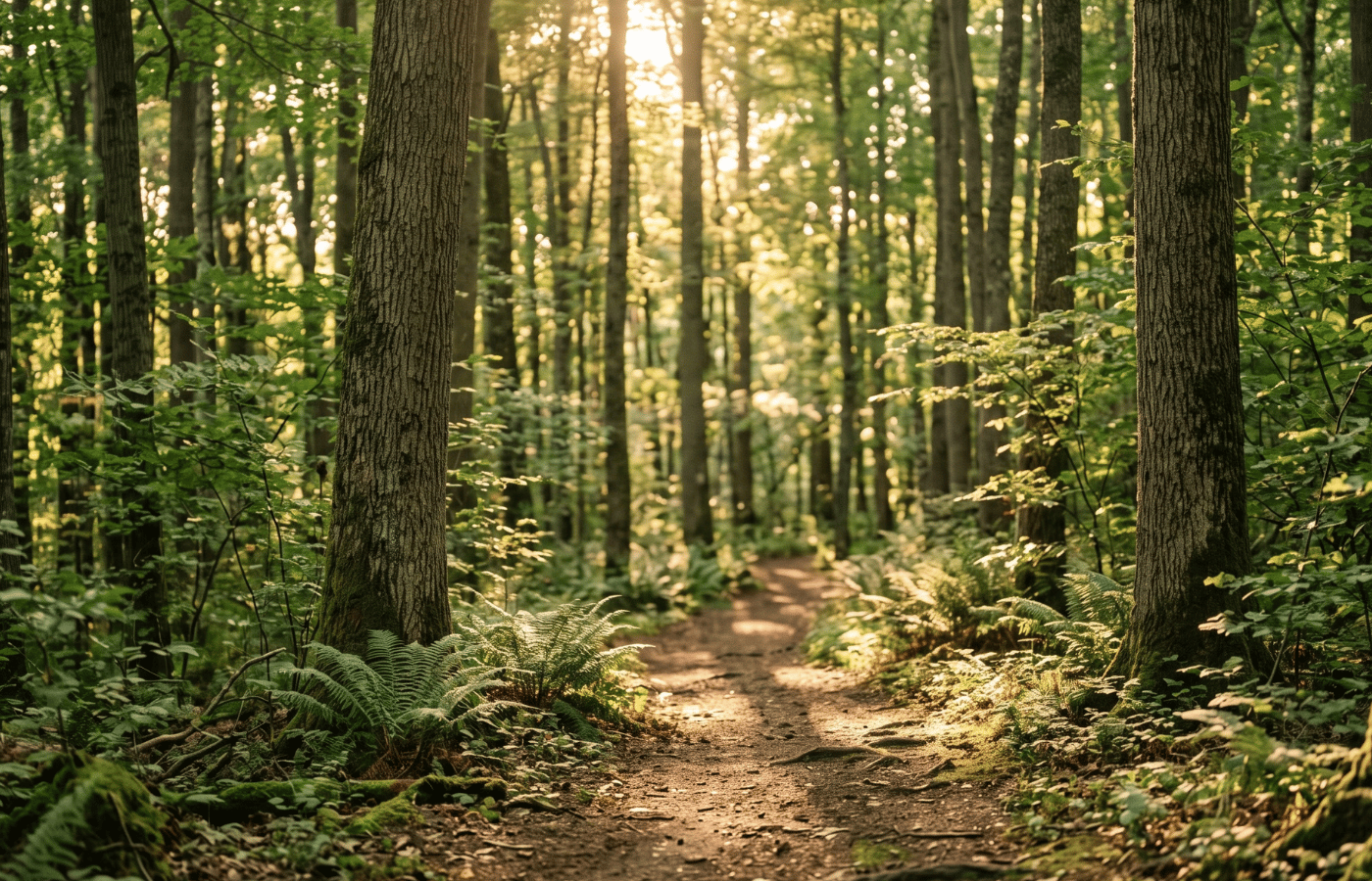 Gehweg in einem Wald.